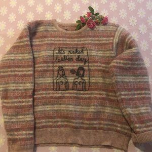Wool Sweater - Handmade Screen Print - LGBTQ